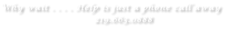 Why wait . . . . Help is just a phone call away         219.663.0888