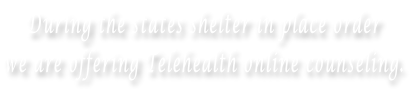 During the states shelter in place order  we are offering Telehealth online counseling.